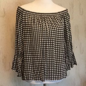 Sanctuary Madras top black & white